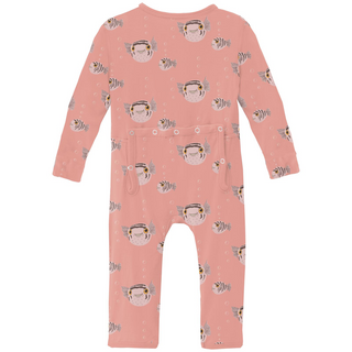 Kickee Pants Coverall with 2-Way Zipper - Blush Puffer Family | Stylish Sleepies offer designs that make bedtime beautiful.