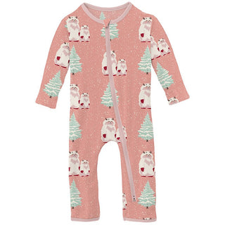 Kickee Pants Coverall with 2-Way Zipper - Blush Yeti | Stylish Sleepies offer designs that make bedtime beautiful.