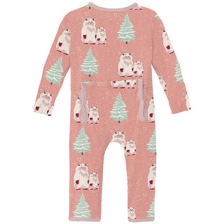 Kickee Pants Coverall with 2-Way Zipper - Blush Yeti