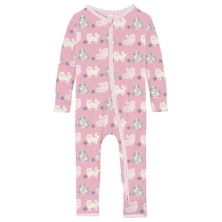 Kickee Pants Coverall with 2-Way Zipper - Cake Pop Cats and Yarn