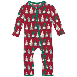 Kickee Pants Coverall with 2-Way Zipper - Crimson Gnomes