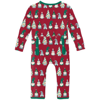 Kickee Pants Coverall with 2-Way Zipper - Crimson Gnomes