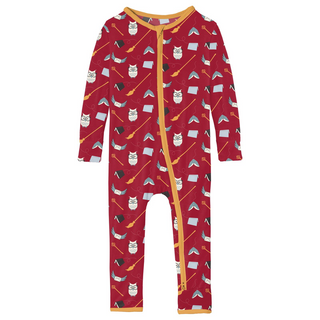 Kickee Pants Coverall with 2-Way Zipper - Crimson Magical World | Stylish Sleepies offer designs that make bedtime beautiful.