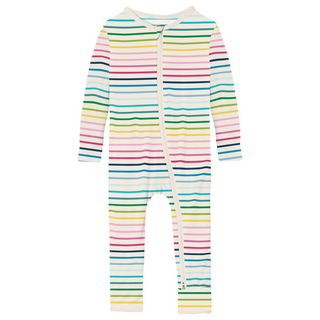 Kickee Pants Coverall with 2-Way Zipper - Happy Stripe