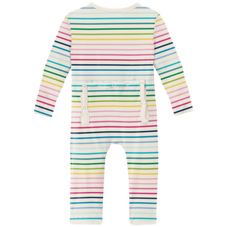 Kickee Pants Coverall with 2-Way Zipper - Happy Stripe