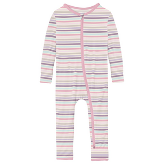 Kickee Pants Coverall with 2-Way Zipper - Ice Cream Stripe