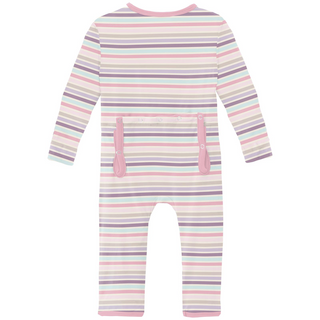 Kickee Pants Coverall with 2-Way Zipper - Ice Cream Stripe