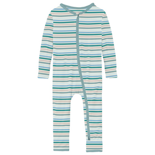 Kickee Pants Coverall with 2-Way Zipper - Lakeside Stripe