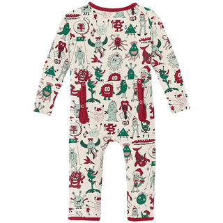 Kickee Pants Coverall with 2-Way Zipper - Merry Monsters