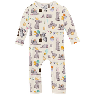 Kickee Pants Coverall with 2-Way Zipper - Natural Egg Hunt