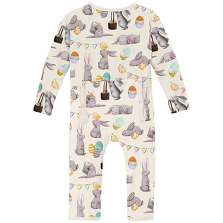 Kickee Pants Coverall with 2-Way Zipper - Natural Egg Hunt