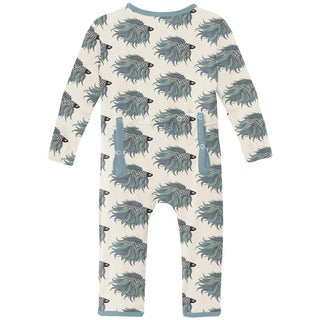 Kickee Pants Coverall with 2-Way Zipper - Natural Rainbow Fish | Stylish Sleepies offer designs that make bedtime beautiful.