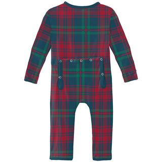 Kickee Pants Coverall with 2-Way Zipper - Peacock Plaid