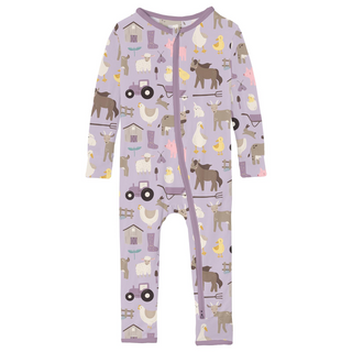 Kickee Pants Coverall with 2-Way Zipper - Thistle Morning on the Farm