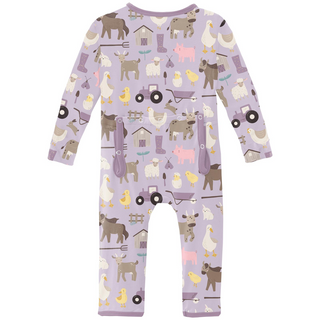 Kickee Pants Coverall with 2-Way Zipper - Thistle Morning on the Farm