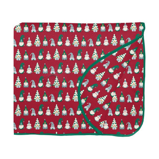 Kickee Pants Fluffle Throw Blanket with Embroidery - Crimson Gnomes