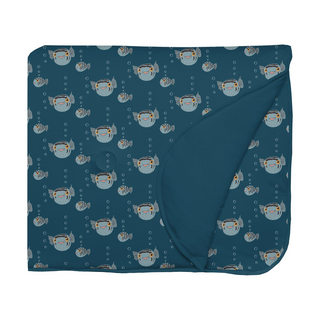 Kickee Pants Fluffle Toddler Blanket with Embroidery - Peacock Puffer Family