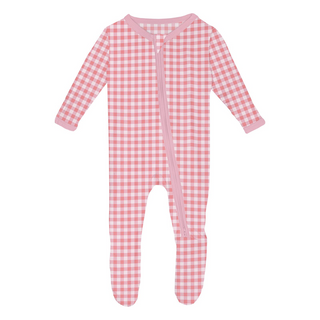 Kickee Pants Footie with 2-Way Zipper - Cake Pop Gingham