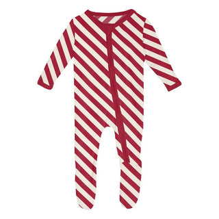 Bamboo Footie with 2-Way Zipper - Candy Cane Twist Baby & Toddler Sleepwear