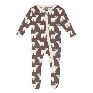 Bamboo Footie with 2-Way Zipper - Coffee Polar Bears Baby & Toddler Sleepwear