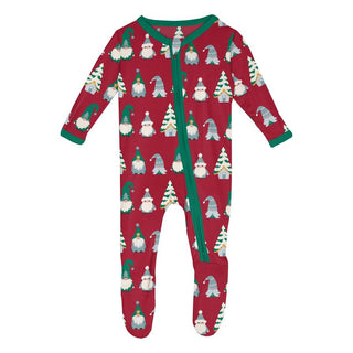 Bamboo Footie with 2-Way Zipper - Crimson Gnomes Baby & Toddler Sleepwear