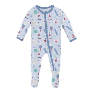 Kickee Pants Footie with 2-Way Zipper - Dew Candy Dreams | Stylish Sleepies offer designs that make bedtime beautiful.