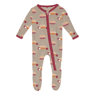 Kickee Pants Footie with 2-Way Zipper - Fall Pies | Stylish Sleepies offer designs that make bedtime beautiful.