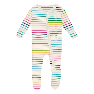 Kickee Pants Footie with 2-Way Zipper - Happy Stripe