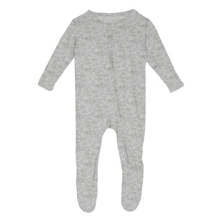 Kickee Pants Footie with 2-Way Zipper - Heathered Mist | Stylish Sleepies offer designs that make bedtime beautiful.