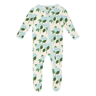 Kickee Pants Footie with 2-Way Zipper - Hydrangea Bouquet