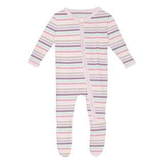 Kickee Pants Footie with 2-Way Zipper - Ice Cream Stripe