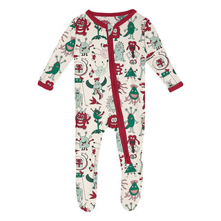 Bamboo Footie with 2-Way Zipper - Merry Monsters Baby & Toddler Sleepwear