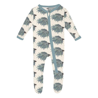 Kickee Pants Footie with 2-Way Zipper - Natural Rainbow Fish | Stylish Sleepies offer designs that make bedtime beautiful.