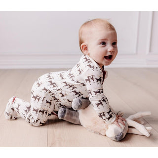 Kickee Pants Footie with 2-Way Zipper - Natural Rudolph