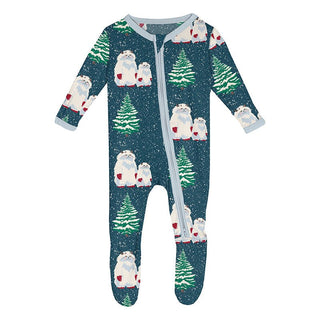 Bamboo Footie with 2-Way Zipper - Peacock Yeti Baby & Toddler Sleepwear