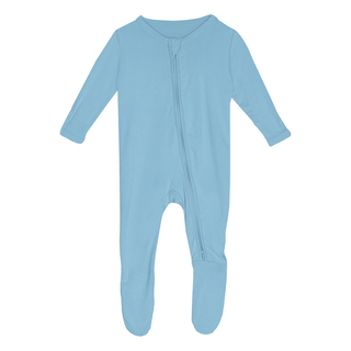 Kickee Pants Footie with 2-Way Zipper - Seaside Blue