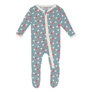 Bamboo Footie with 2-Way Zipper - Stormy Sea Peppermints Baby & Toddler Sleepwear