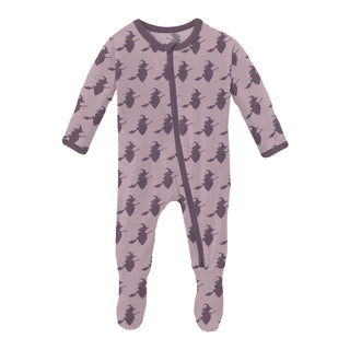 Kickee Pants Girl's Footie with 2-Way Zipper - Sweet Pea Witch | Stylish Sleepies offer designs that make bedtime beautiful.