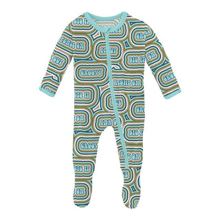 Boy's Print Bamboo Footie with Zipper - Summer Sky Groovy KicKee Pants