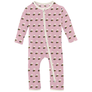 Kickee Pants Girl's Coverall with 2-Way Zipper - Cake Pop Baby Bumblebee | Stylish Sleepies offer designs that make bedtime beautiful.