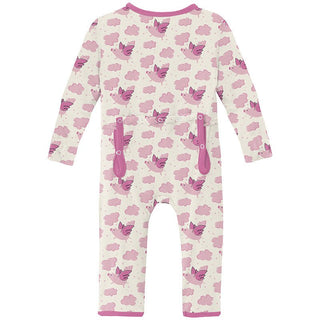 Girl's Print Bamboo Coverall with 2-Way Zipper - Natural Flying Pigs Baby & Toddler Sleepwear