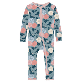 Kickee Pants Girl's Coverall with 2-Way Zipper - Stormy Sea Enchanted Floral | Stylish Sleepies offer designs that make bedtime beautiful.