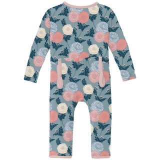 Kickee Pants Girl's Coverall with 2-Way Zipper - Stormy Sea Enchanted Floral