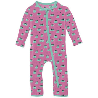 Girl's Print Bamboo Coverall with 2-Way Zipper - Tulip Bespeckled Frogs KicKee Pants