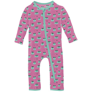 Kickee Pants Girl's Coverall with 2-Way Zipper - Tulip Bespeckled Frogs | Stylish Sleepies offer designs that make bedtime beautiful.