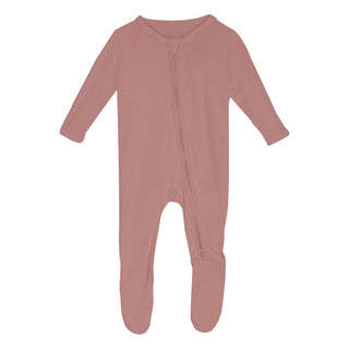 Girl's Solid Bamboo Footie with 2-Way Zipper - Antique Pink Baby & Toddler Sleepwear