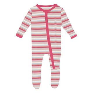 Girl's Print Bamboo Footie with 2-Way Zipper - Baby Rose Stripe Baby & Toddler Sleepwear