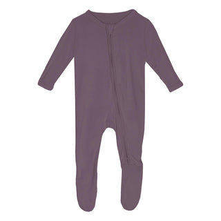 Girl's Solid Bamboo Footie with 2-Way Zipper - Fig Baby & Toddler Sleepwear