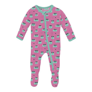 Girl's Print Bamboo Footie with 2-Way Zipper - Tulip Bespeckled Frogs Baby & Toddler Sleepwear