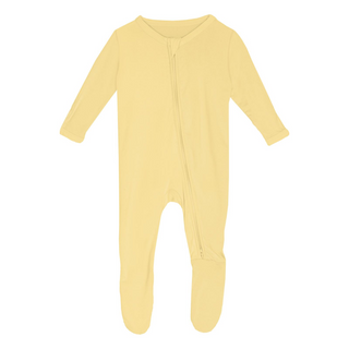 Kickee Pants Girl's Footie with 2-Way Zipper - Wallaby | Stylish Sleepies offer designs that make bedtime beautiful.